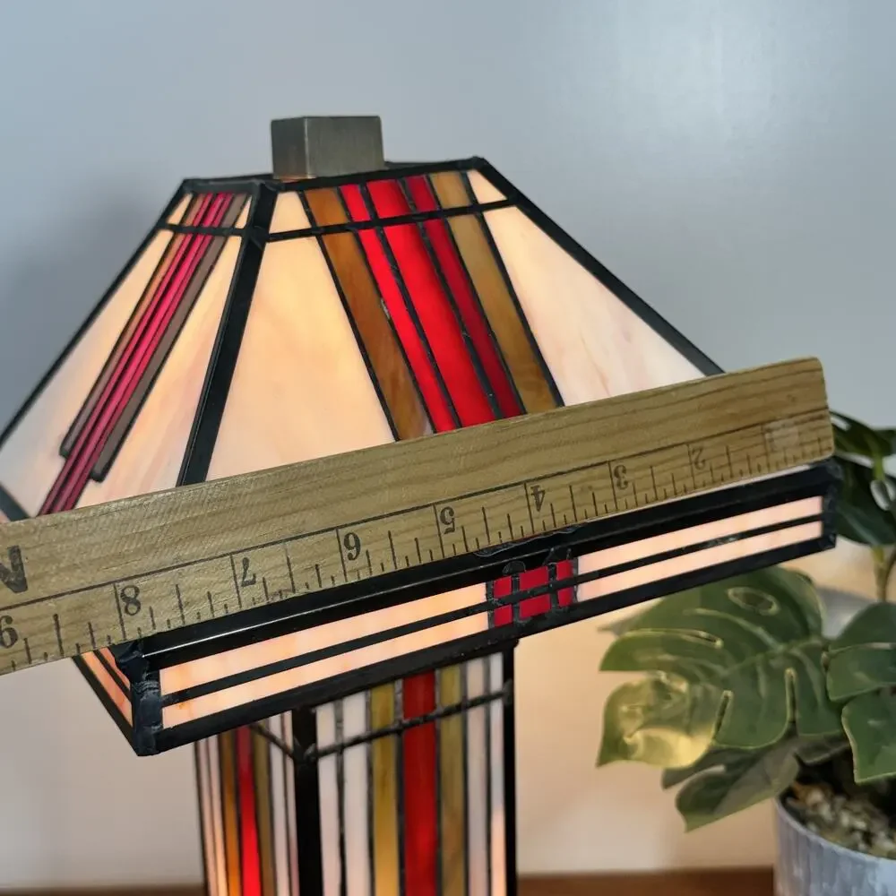 Mission Style Stained Glass Table Lamp Prairie Arts & Crafts Frank Lloyd Wright